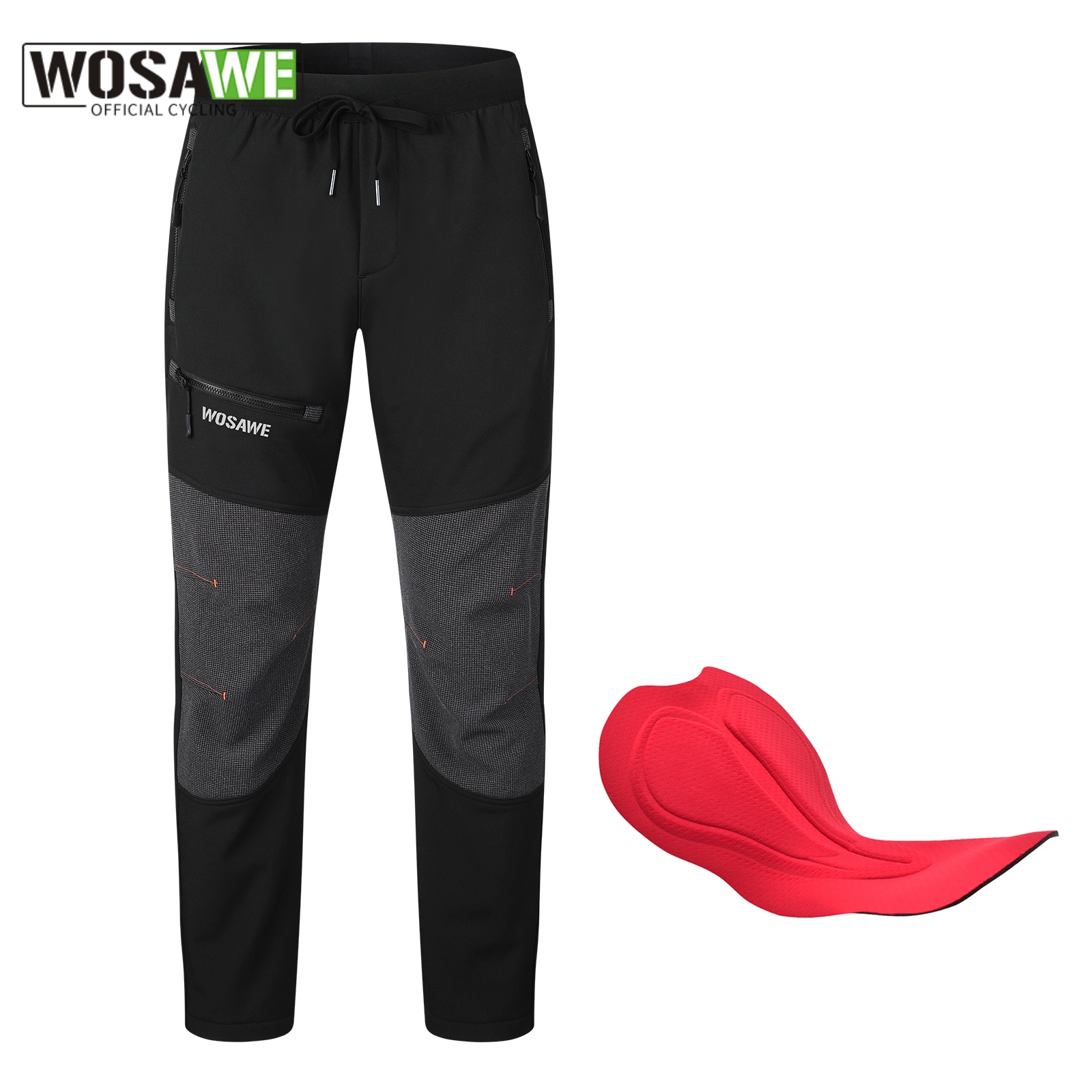 Cycling Commute Pants - WOSAWE Herren gepolsterte Fahrradhose, Winter-Mountainbike-Hose, winddicht,